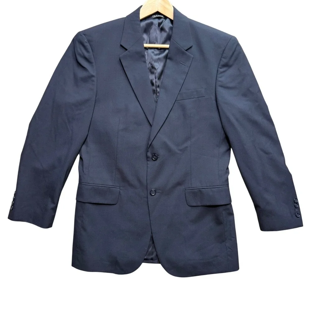 Jos. A. Bank Blazer Mens Tailored Fit Comfort Stretch Navy Blue 100% Wool EUC